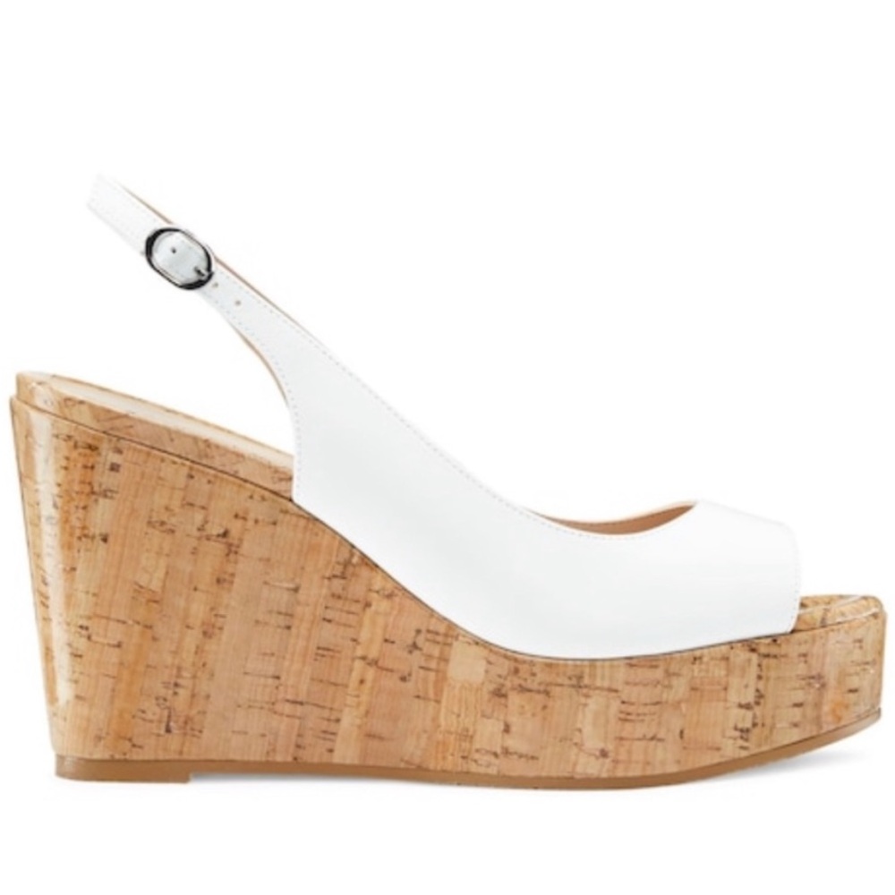 Stuart Weitzman Riviera White Cork Wedge Sandals 11